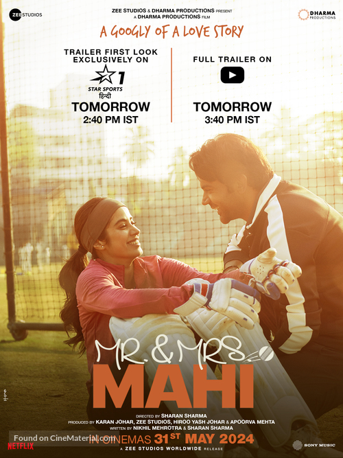 Mr. &amp; Mrs. Mahi - Indian Movie Poster