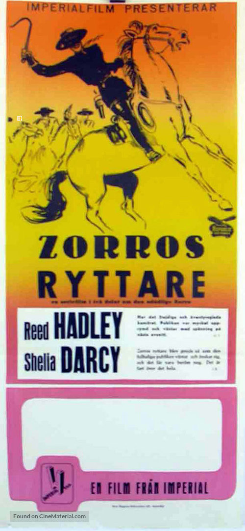 Zorro&#039;s Fighting Legion - Swedish Movie Poster