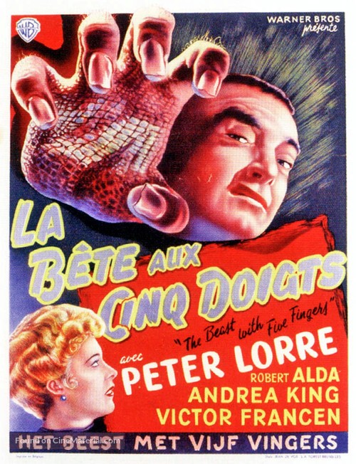 The Beast with Five Fingers - Belgian Movie Poster