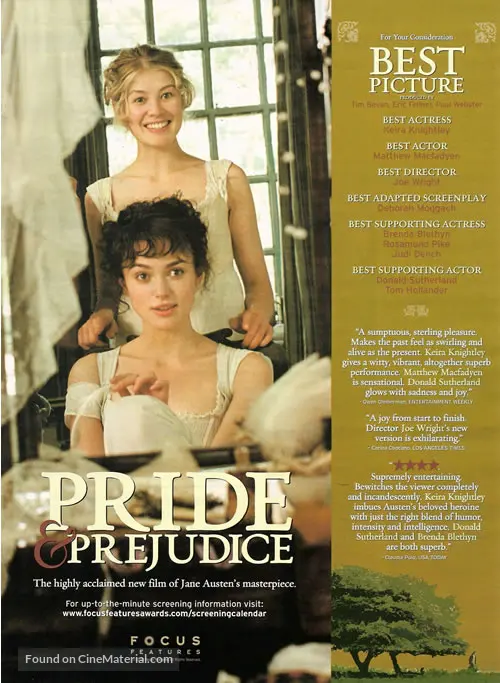 Pride &amp; Prejudice - For your consideration movie poster