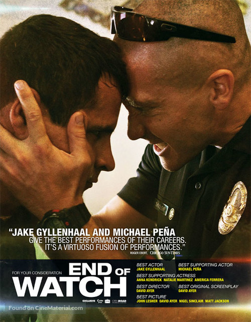 End of Watch - For your consideration movie poster