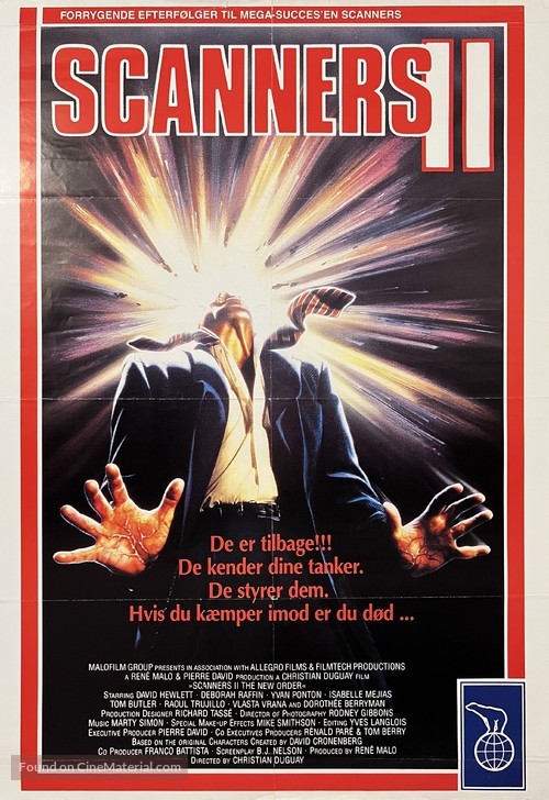 Scanners II: The New Order - Danish Movie Cover