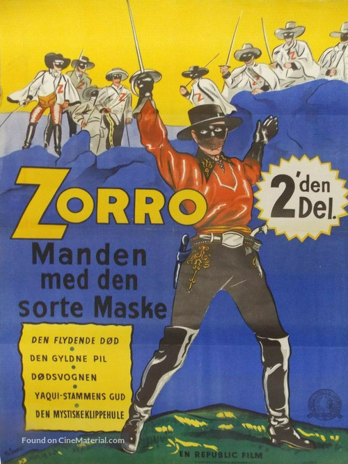 Zorro&#039;s Fighting Legion - Danish Movie Poster