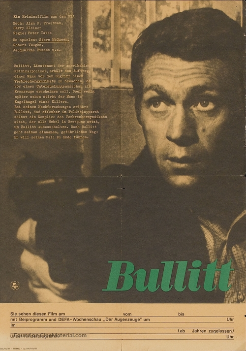 Bullitt - German Movie Poster