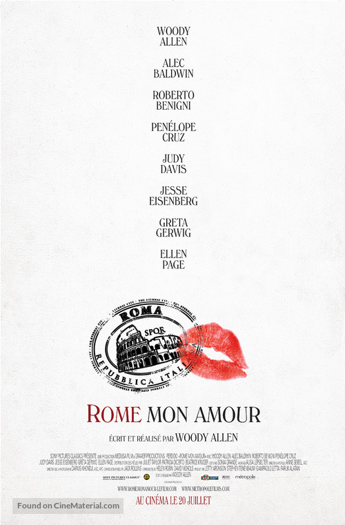 To Rome with Love - Canadian Movie Poster
