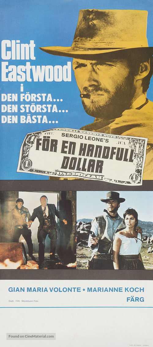 Per un pugno di dollari - Swedish Movie Poster