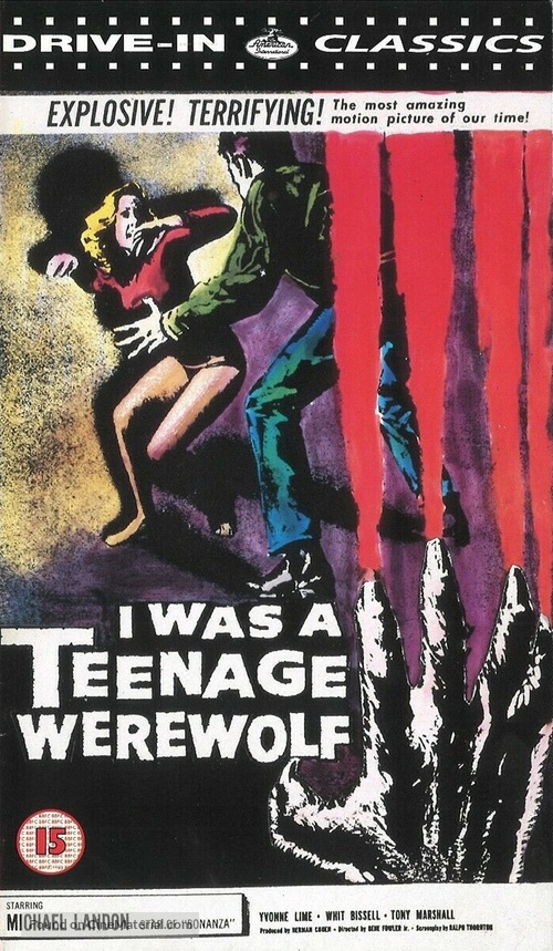 I Was a Teenage Werewolf - British VHS movie cover