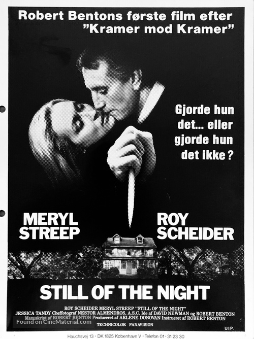 Still of the Night - Danish poster