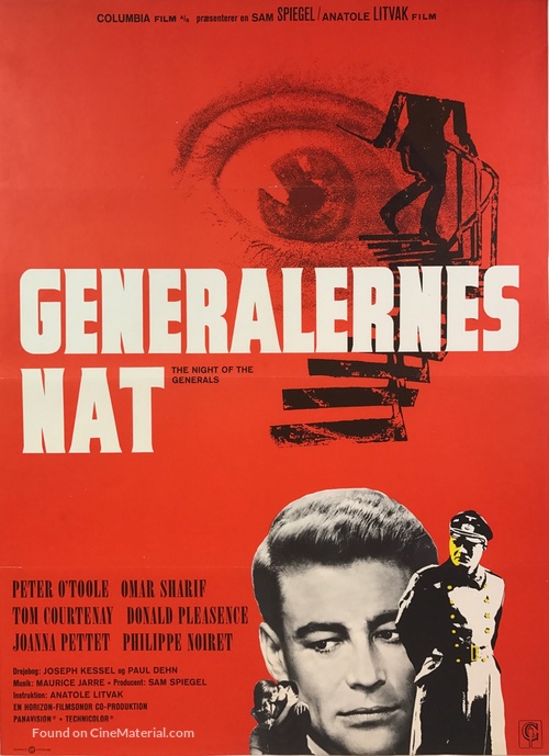 The Night of the Generals - Danish Movie Poster