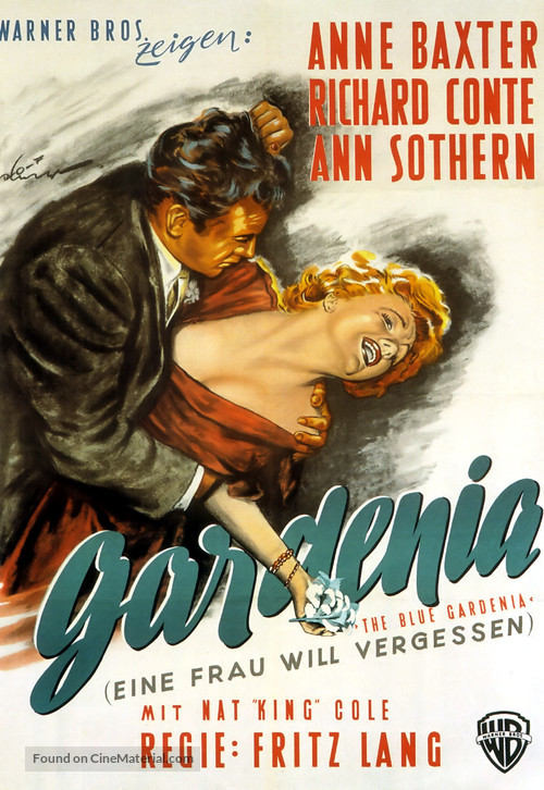 The Blue Gardenia - German Movie Poster