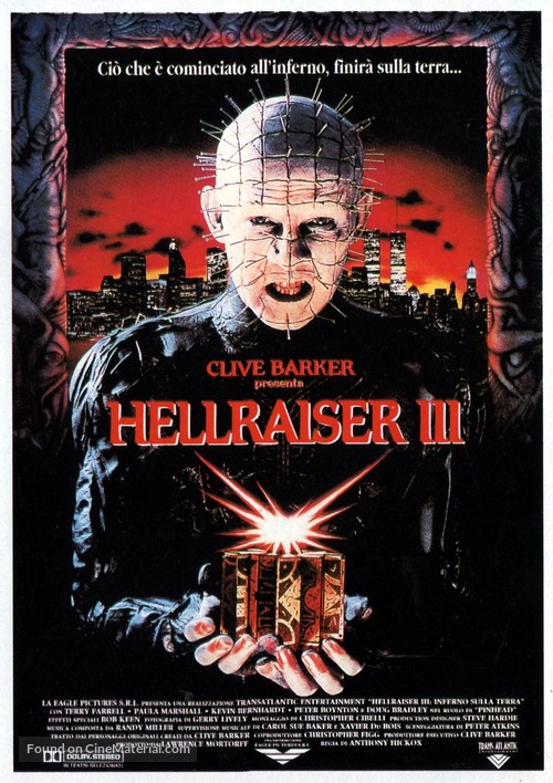 Hellraiser III: Hell on Earth - Italian Movie Poster