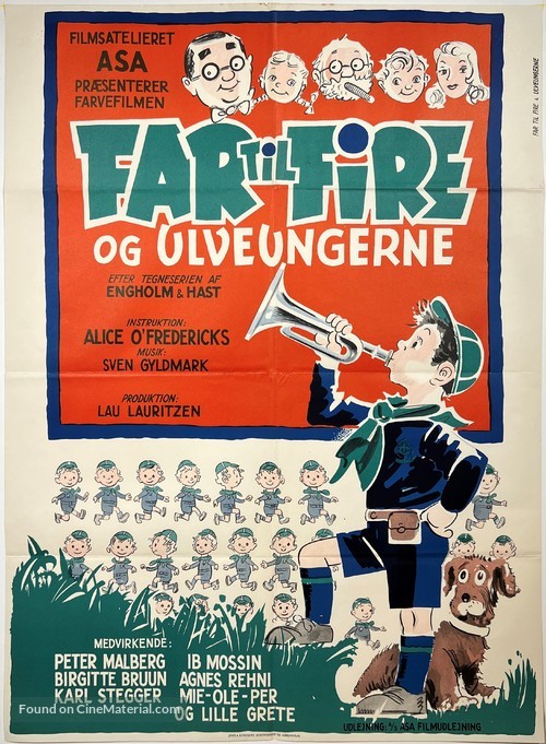 Far til fire og ulveungerne - Danish Movie Poster