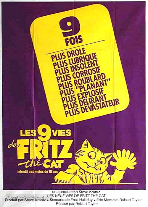 The Nine Lives of Fritz the Cat - French Movie Poster