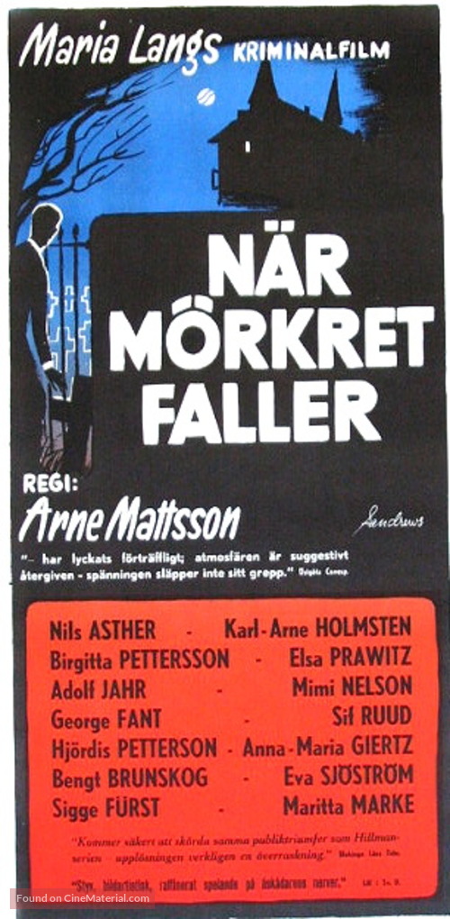 N&auml;r m&ouml;rkret faller - Swedish Movie Poster