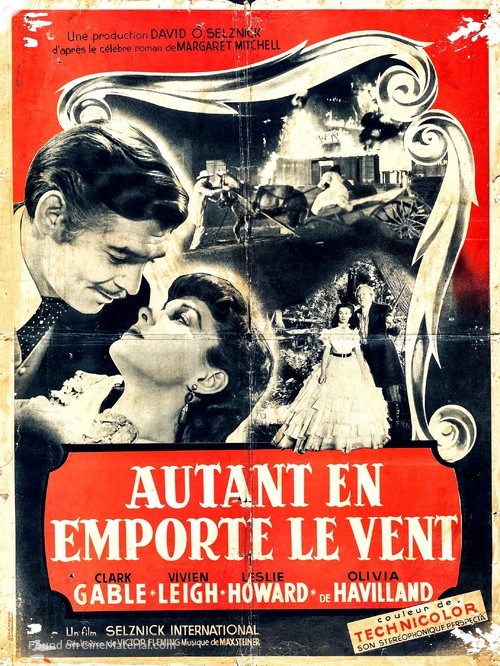 Gone with the Wind - French Re-release movie poster