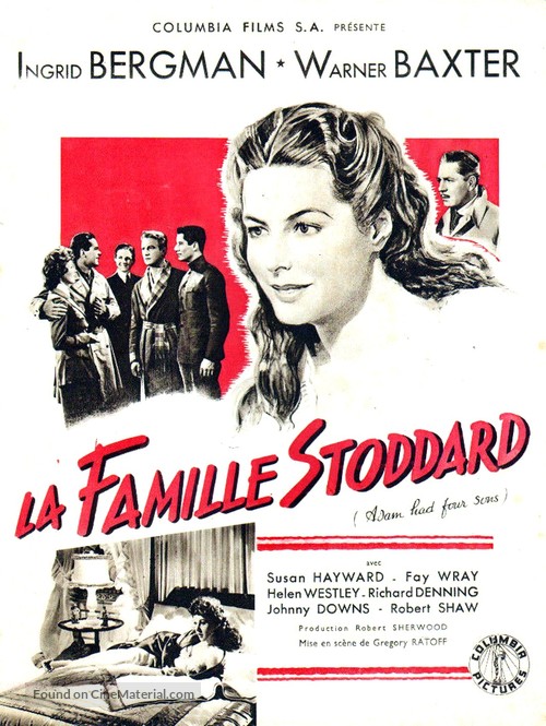 Adam Had Four Sons - French Movie Poster