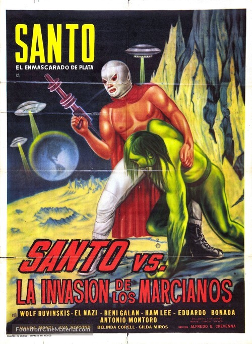 Santo el enmascardo de plata vs la invasi&oacute;n de los marcianos - Mexican Movie Poster
