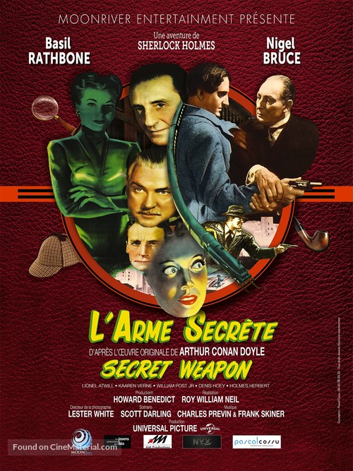 Sherlock Holmes and the Secret Weapon - French Re-release movie poster