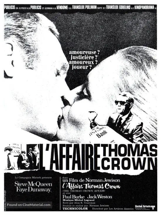 The Thomas Crown Affair 1968 French Movie Poster