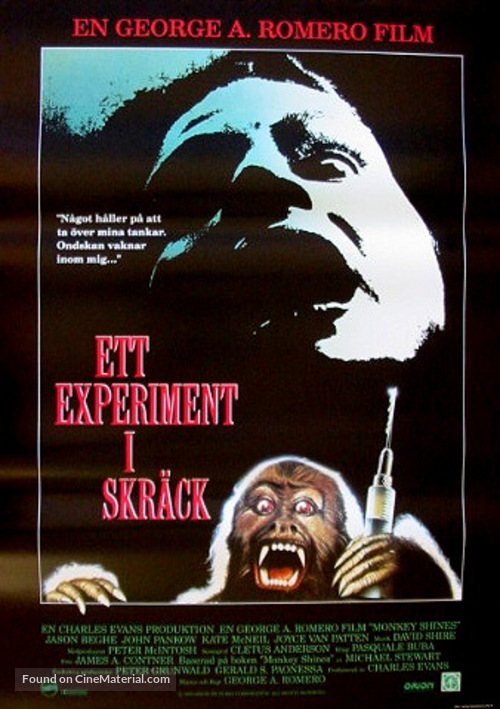 Monkey Shines - Swedish Movie Poster