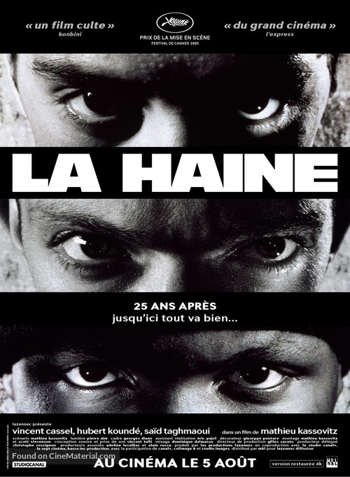La haine - French Re-release movie poster