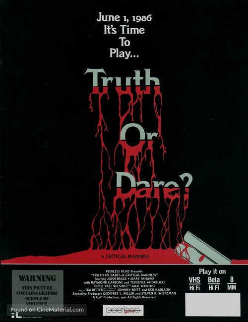 Truth or Dare?: A Critical Madness - Video release movie poster