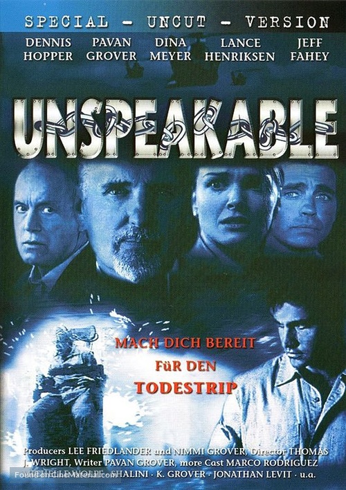 Unspeakable - German DVD movie cover