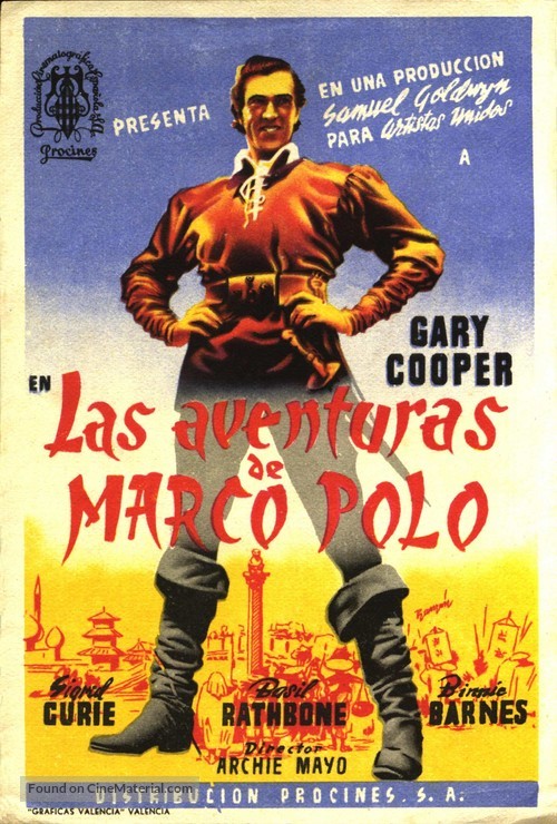 The Adventures of Marco Polo - Spanish Movie Poster