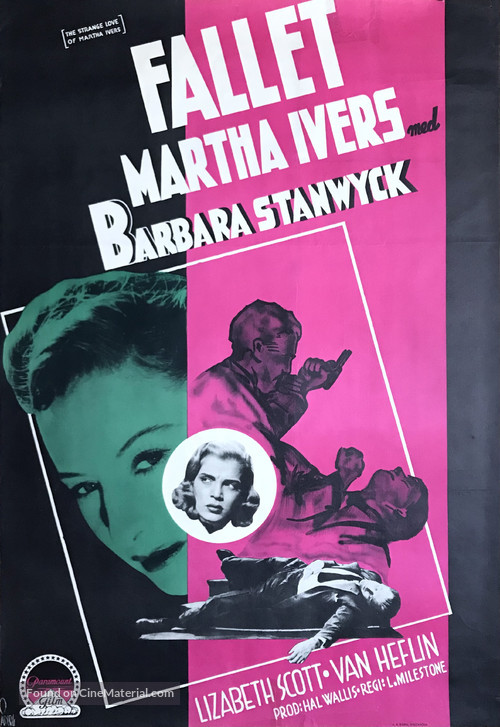 The Strange Love of Martha Ivers - Swedish Movie Poster