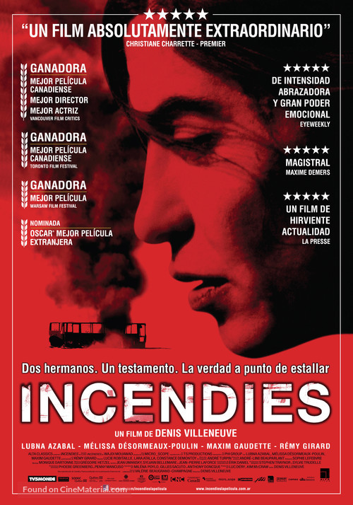 Incendies - Argentinian Movie Poster