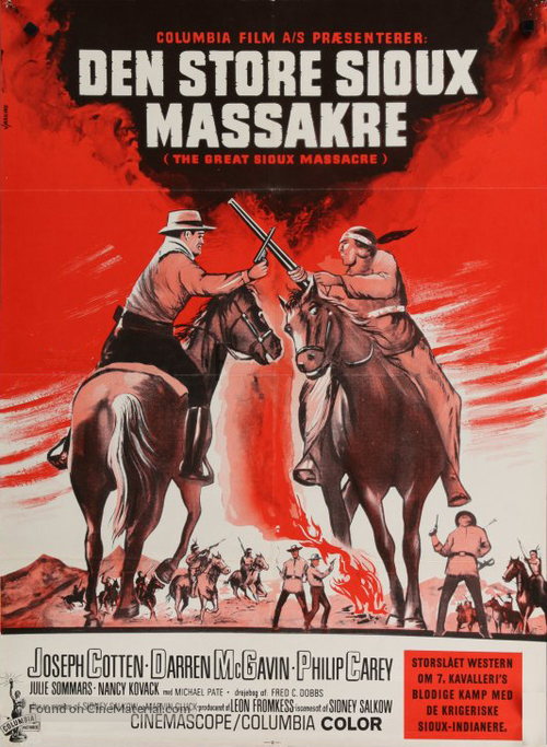 The Great Sioux Massacre - Danish Movie Poster