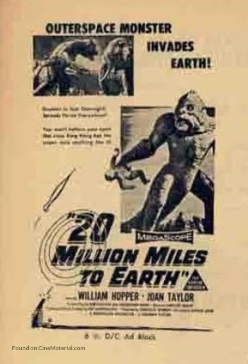20 Million Miles to Earth - Australian Movie Poster