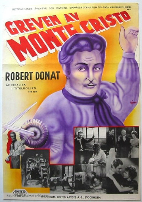 The Count of Monte Cristo - Swedish Movie Poster