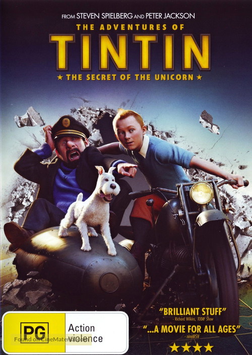 The Adventures of Tintin: The Secret of the Unicorn - Australian DVD movie cover