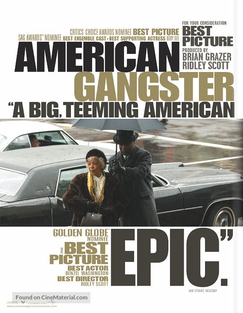 American Gangster - For your consideration movie poster