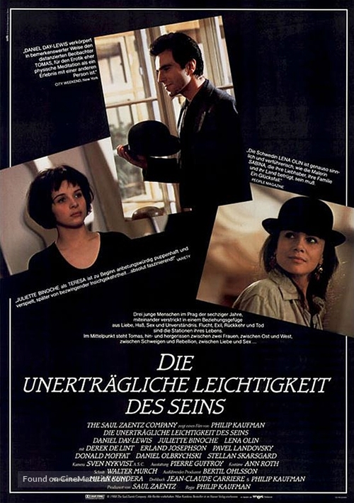 The Unbearable Lightness of Being - German Movie Poster