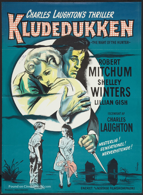 The Night of the Hunter - Danish Movie Poster