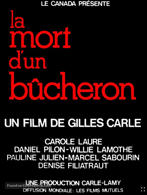 La mort d&#039;un b&ucirc;cheron - Canadian Movie Poster