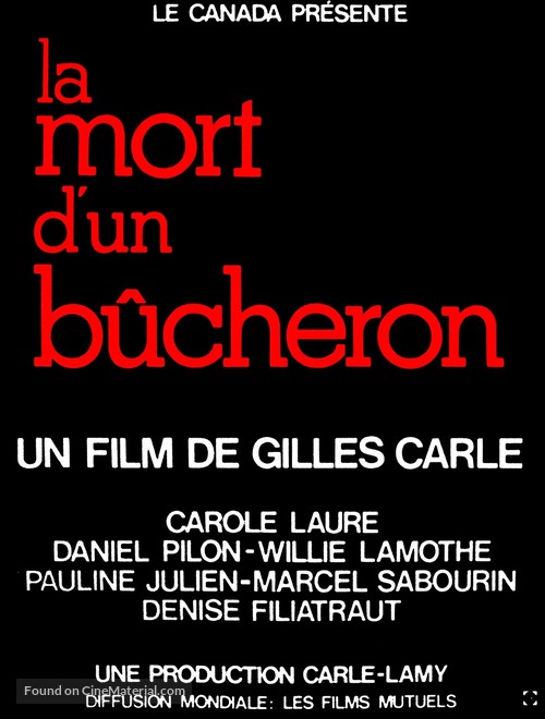 La mort d&#039;un b&ucirc;cheron - Canadian Movie Poster