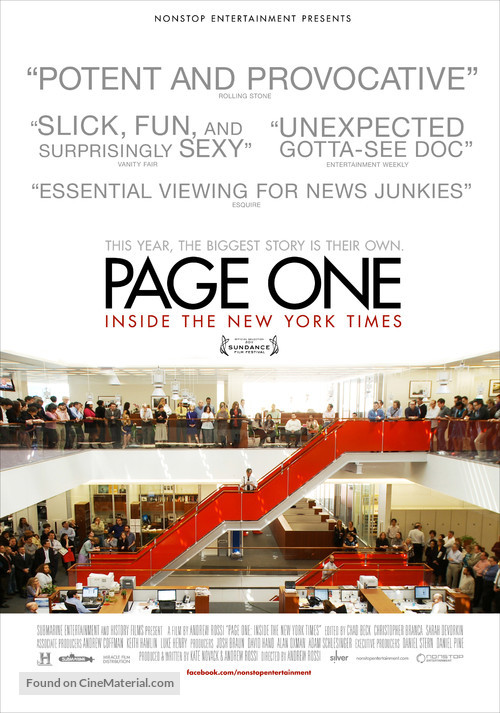 Page One: A Year Inside the New York Times - Swedish Movie Poster