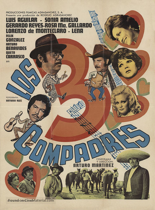 Los tres compadres - Mexican Movie Poster