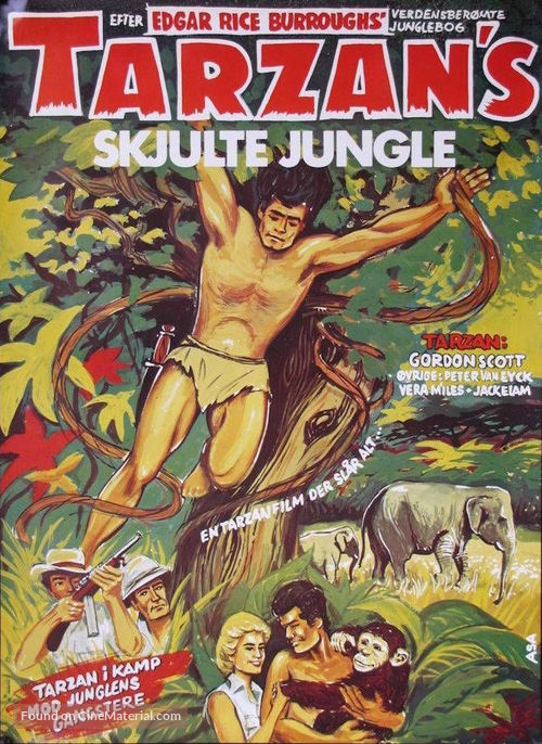 Tarzan&#039;s Hidden Jungle - Danish Movie Poster