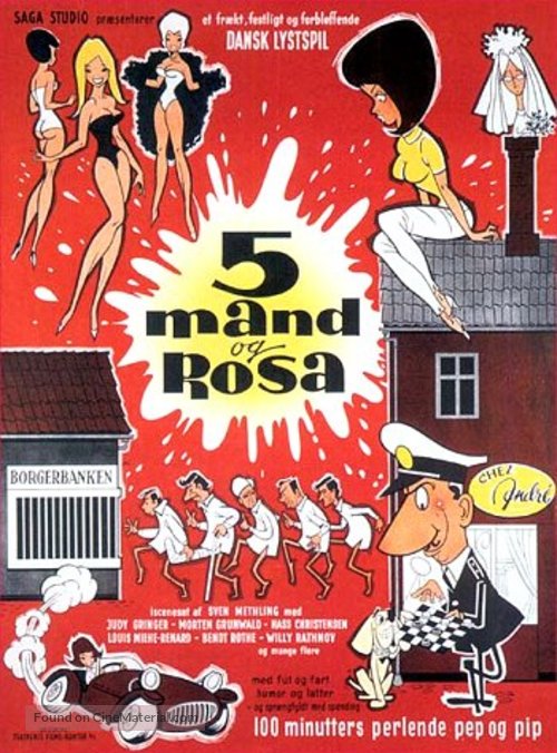 Fem mand og Rosa - Danish Movie Poster