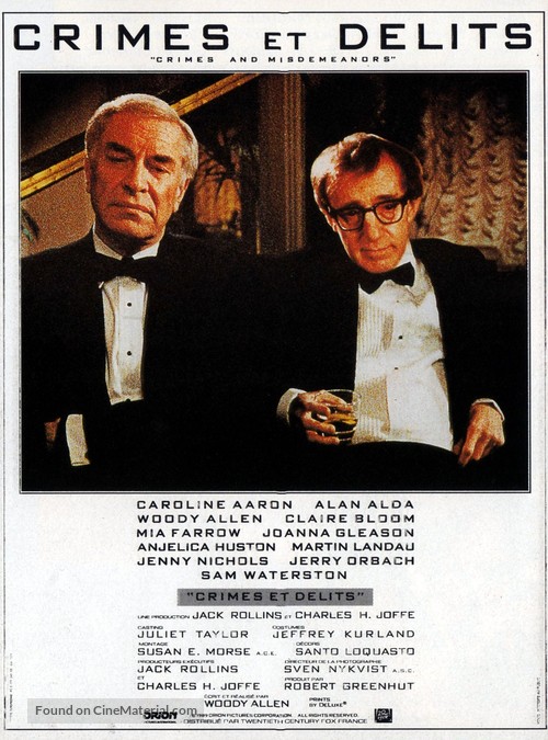 Crimes and Misdemeanors - French Movie Poster