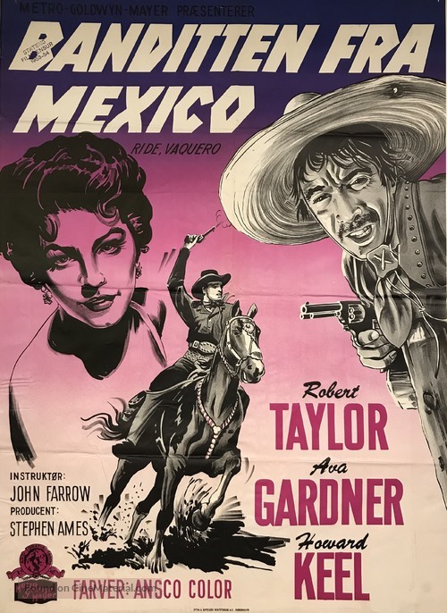 Ride, Vaquero! - Danish Movie Poster