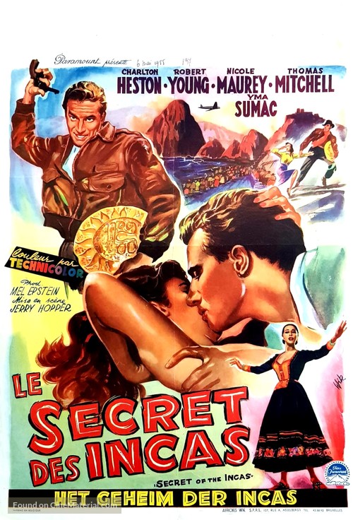 Secret of the Incas - Belgian Movie Poster