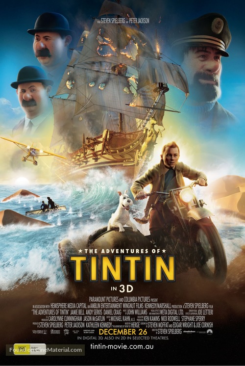 The Adventures of Tintin: The Secret of the Unicorn - Australian Movie Poster