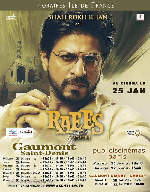 Raees - French Movie Poster
