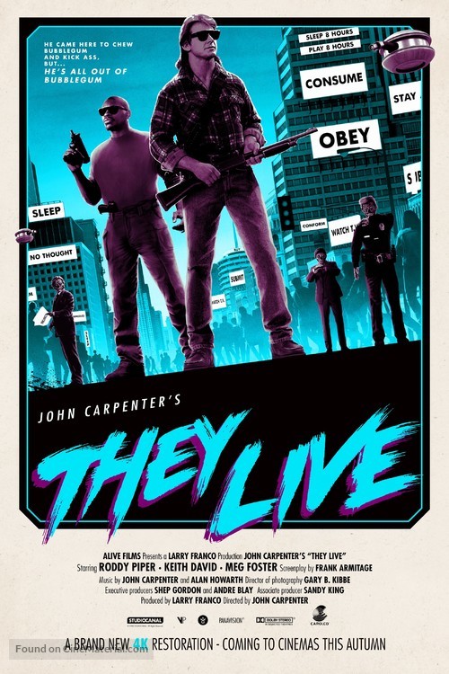 They Live - British Re-release movie poster
