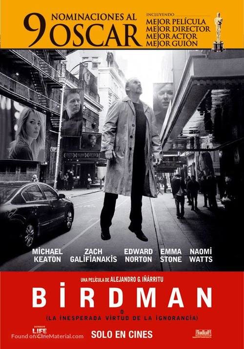 Birdman or (The Unexpected Virtue of Ignorance) - Uruguayan Movie Poster